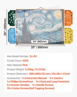 VEVOR 1500 Piece Puzzle Board with Drawer Cover Portable Wooden Jigsaw 86x63cm - Close-Up Angle