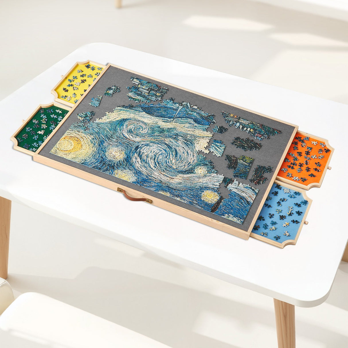 VEVOR 1500 Piece Puzzle Board with Drawer Cover Portable Wooden Jigsaw 86x63cm