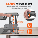 VEVOR Standing Desk Converter, Two-Tier Stand up Desk Riser, 800 mm Large Sit to Stand Desk Converter,140-510 mm Adjustable Height, for Monitor,