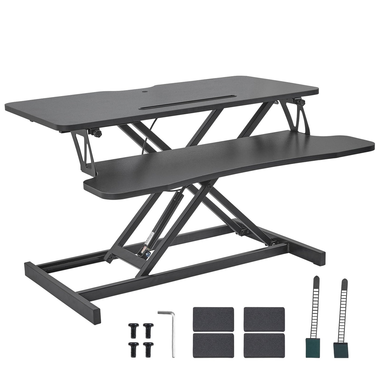 VEVOR Standing Desk Converter, Two-Tier Stand up Desk Riser, 800 mm Large Sit to Stand Desk Converter,140-510 mm Adjustable Height, for Monitor,