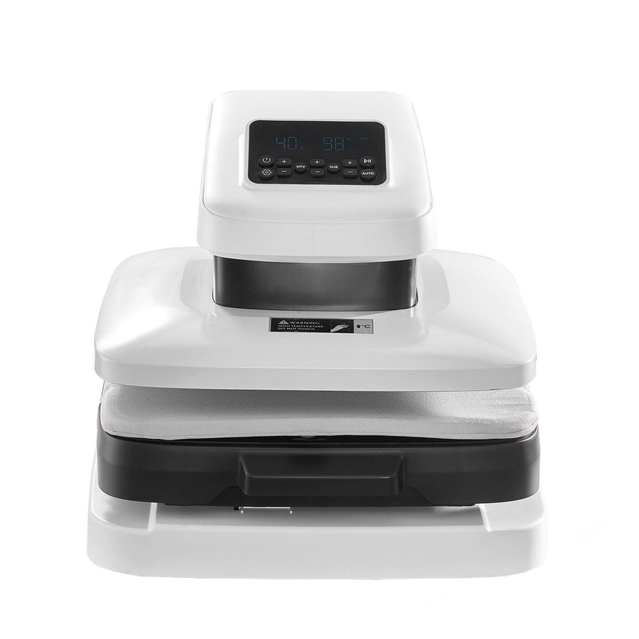 Auto Heat Press Machine, 38 x 38 cm, T-Shirt Press Machine with Auto Release and Adjustable Pressure, Digital Display, Rapid Heating, for Sublimation, Vinyl, Heat Transfer Projects, White