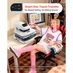 Auto Heat Press Machine, 38 x 38 cm, T-Shirt Press Machine with Auto Release and Adjustable Pressure, Digital Display, Rapid Heating, for Sublimation, Vinyl, Heat Transfer Projects, White