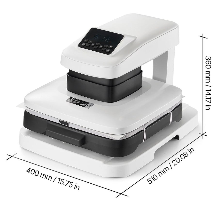 Auto Heat Press Machine, 38 x 38 cm, T-Shirt Press Machine with Auto Release and Adjustable Pressure, Digital Display, Rapid Heating, for Sublimation, Vinyl, Heat Transfer Projects, White