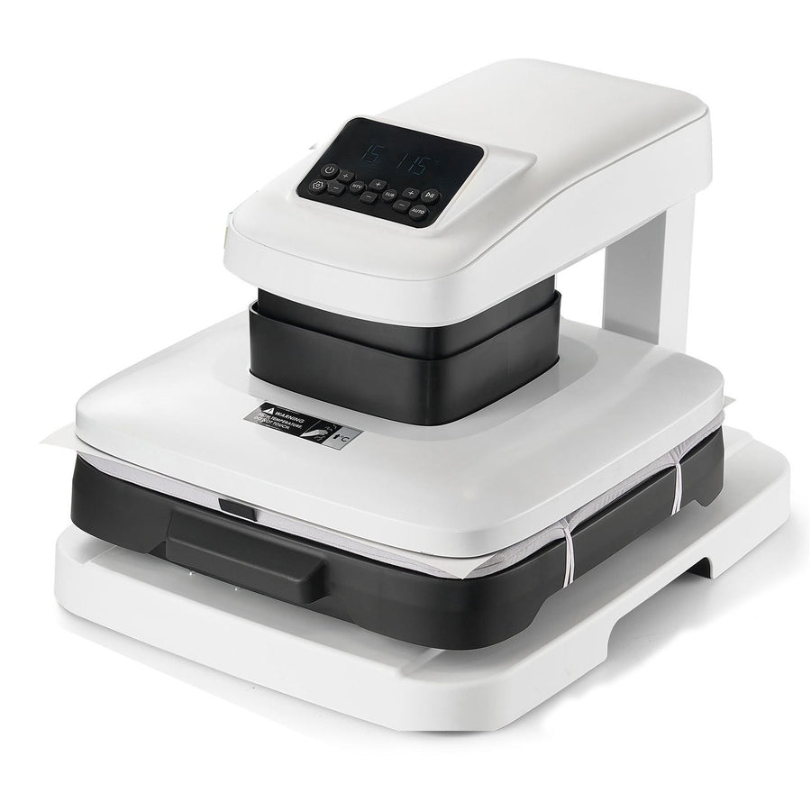 Auto Heat Press Machine, 38 x 38 cm, T-Shirt Press Machine with Auto Release and Adjustable Pressure, Digital Display, Rapid Heating, for Sublimation, Vinyl, Heat Transfer Projects, White