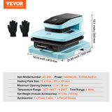 VEVOR Auto Heat Press Machine, 15 x 15 in Smart T Shirt Press Machine with Auto Release, Heats Up Fast and Evenly, Sublimation Heat Press for T Shirts, Sublimation, Vinyl, Heat Transfers Projects - Close-Up Angle