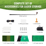 VEVOR Golf Net, 10x7ft All in 1 Practice Net, Indoor Outdoor Home Golf Swing Training, Golf Hitting Aid Net with Target/Turf Mats/Balls/Tee/Golf Club/Bag, for Backyard Driving Chipping, Gift for Men - Rear View