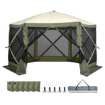 Pop Up Gazebo Tent, Pop-Up Screen Tent 6 Sided Canopy Sun Shelter with 6 Removable Privacy Wind Cloths & Mesh