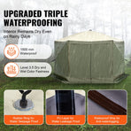 Pop Up Gazebo Tent, Pop-Up Screen Tent 6 Sided Canopy Sun Shelter with 6 Removable Privacy Wind Cloths & Mesh, image 3