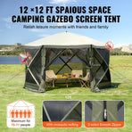 Pop Up Gazebo Tent, Pop-Up Screen Tent 6 Sided Canopy Sun Shelter with 6 Removable Privacy Wind Cloths & Mesh, image 6