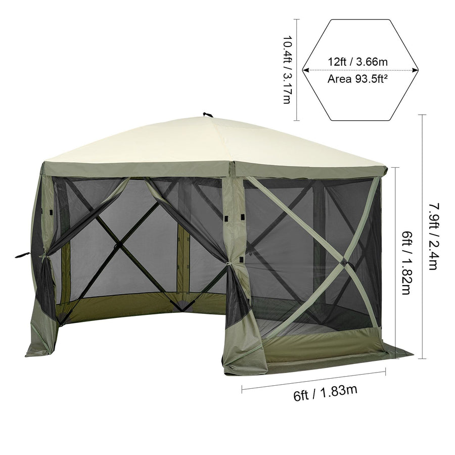 Pop Up Gazebo Tent, Pop-Up Screen Tent 6 Sided Canopy Sun Shelter with 6 Removable Privacy Wind Cloths & Mesh, image 8