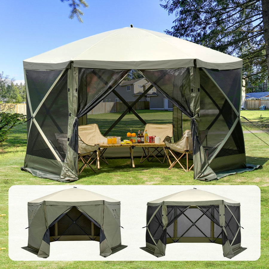 Pop Up Gazebo Tent, Pop-Up Screen Tent 6 Sided Canopy Sun Shelter with 6 Removable Privacy Wind Cloths & Mesh, image 9