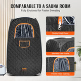 VEVOR 1000W Personal Steam Sauna Tent Loss Weight Detox Therapy Spa Compact, 800 x 800 x 1330 mm - 45-Degree Angle