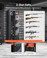 Gun Safe, Heavy Duty Cold-Rolled Steel Fireproof Rifle Cabinet with Digital Keypad & Key, Large Long Gun Cabinet with Magazine and LED Lighting, Adjustable Racks for Rifles, Pistols, Shotgun - Front View