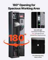 Gun Safe, Heavy Duty Cold-Rolled Steel Fireproof Rifle Cabinet with Digital Keypad & Key, Large Long Gun Cabinet with Magazine and LED Lighting, Adjustable Racks for Rifles, Pistols, Shotgun
