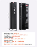 Gun Safe, Heavy Duty Cold-Rolled Steel Fireproof Rifle Cabinet with Digital Keypad & Key, Large Long Gun Cabinet with Magazine and LED Lighting, Adjustable Racks for Rifles, Pistols, Shotgun - Close-Up Angle