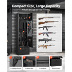 4 Gun Safe, Long Gun Cabinet for Rifles and Pistols, Quick Access Rifle Safe with 2 Ammo Slots, 2 Pistol Pockets & 2 Adjustable Racks, Large Digital Cabinet with Key and Password Lock