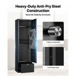 4 Gun Safe, Long Gun Cabinet for Rifles and Pistols, Quick Access Rifle Safe with 2 Ammo Slots, 2 Pistol Pockets & 2 Adjustable Racks, Large Digital Cabinet with Key and Password Lock