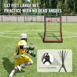 VEVOR Lacrosse Rebounder for Backyard, 5x7 Ft Volleyball Bounce Back Net, Pitchback Throwback Baseball Softball Return Training Screen, Adjustable Angle Shooting Practice Training Wall with Target - Side View