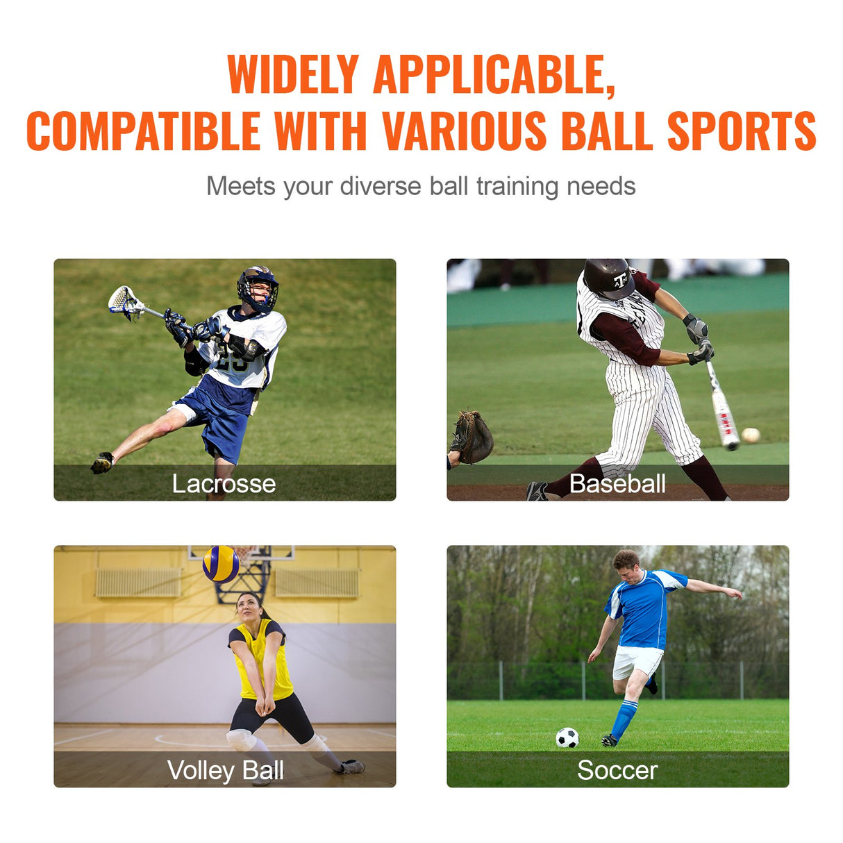 VEVOR Lacrosse Rebounder for Backyard, 5x7 Ft Volleyball Bounce Back Net, Pitchback Throwback Baseball Softball Return Training Screen, Adjustable