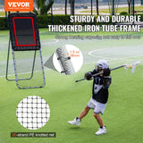 Folding Lacrosse Rebounder for Backyard, 3x8 Ft Volleyball Bounce Back Net, Pitchback Throwback Baseball Softball Return Training Screen, Adjustable Angle Shooting Practice Training Wall, Black - Front View