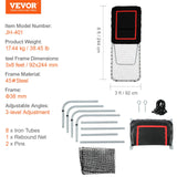 VEVOR Folding Lacrosse Rebounder for Backyard, 3x8 Ft Volleyball Bounce Back Net, Pitchback Throwback Baseball Softball Return Training Screen, Adjustable Angle Shooting Practice Training Wall, Black - Rear View