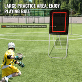 VEVOR Folding Lacrosse Rebounder for Backyard, 3x4 Ft Volleyball Bounce Back Net, Pitchback Throwback Baseball Softball Return Training Screen, Adjustable Angle Shooting Practice Training Wall, Black - Side View