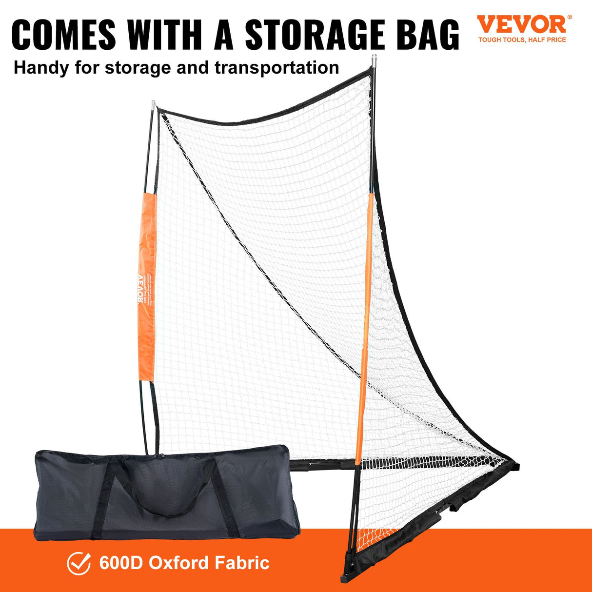 VEVOR Lacrosse Goal, 1.8mx1.8m Lacrosse Net, Portable Lacrosse Goal with Carry Bag, Fiberglass Rod Backyard Lacrosse Training Equipment, Easy Setup