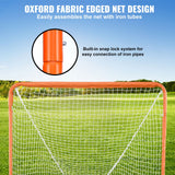 VEVOR Lacrosse Goal, 1.2 mx 1.2 m Small Kids Lacrosse Net, Folding Portable Lacrosse Goal with Carry Bag, Iron Frame Backyard Training Equipment, Quick & Easy Setup, Perfect for Youth Training, Orange - Side View