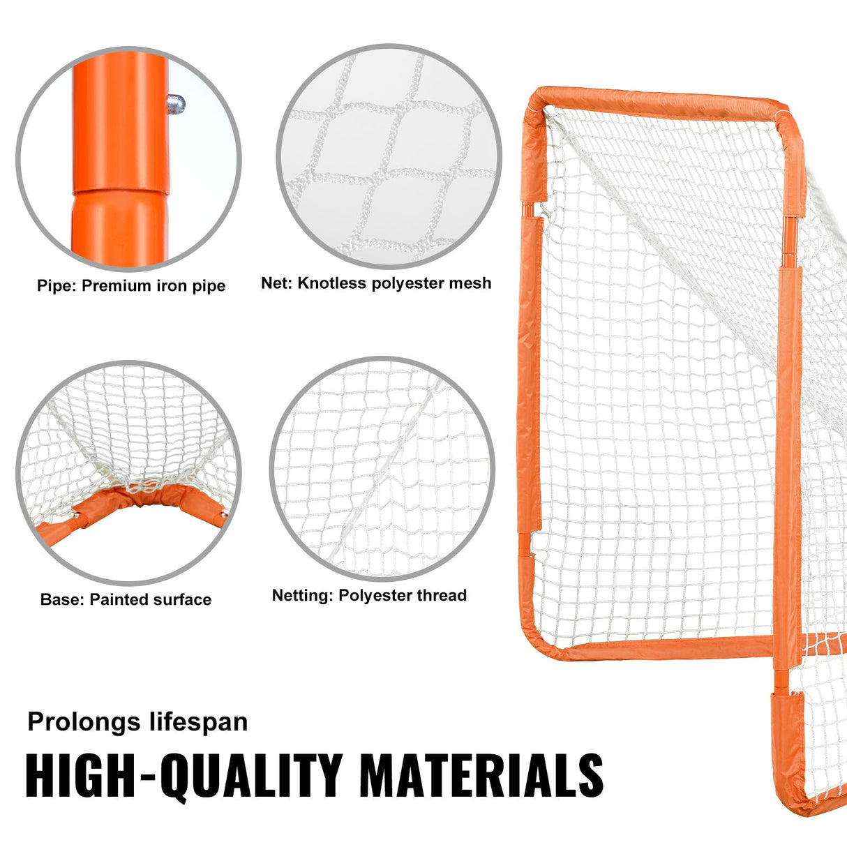 VEVOR Lacrosse Goal, 1.2 mx 1.2 m Small Kids Lacrosse Net, Folding Portable Lacrosse Goal with Carry Bag, Iron Frame Backyard Training Equipment,
