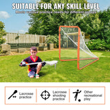 VEVOR Lacrosse Goal, 1.2 mx 1.2 m Small Kids Lacrosse Net, Folding Portable Lacrosse Goal with Carry Bag, Iron Frame Backyard Training Equipment,