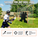 VEVOR 3-IN-1 Lacrosse Goal with Backstop and Target,3.7mx2.7m Lacrosse Net, Steel Frame Backyard Lacrosse Rebounder Equipment, Quick & Easy Setup Training Net, Perfect for Youth Adult Training, Orange - Rear View