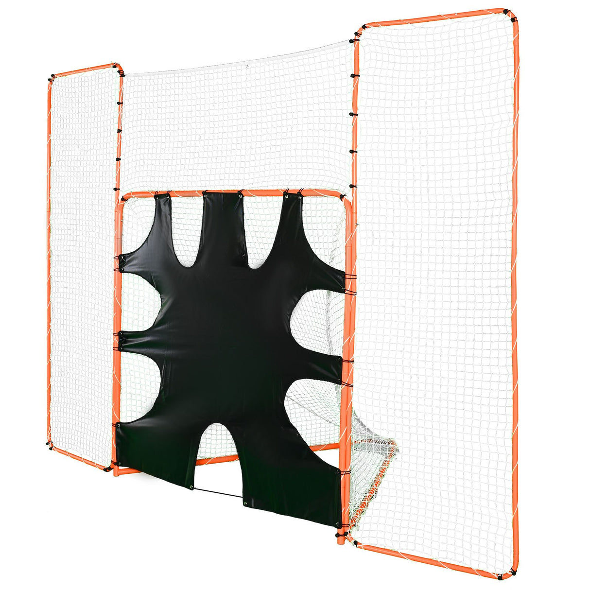 VEVOR 3-IN-1 Lacrosse Goal with Backstop and Target,3.7mx2.7m Lacrosse Net, Steel Frame Backyard Lacrosse Rebounder Equipment, Quick & Easy Setup