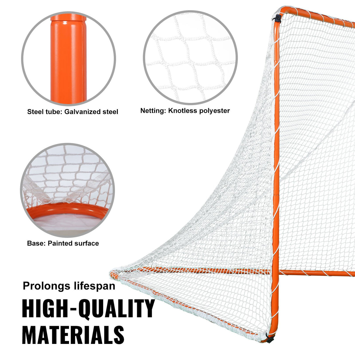 VEVOR Lacrosse Goal, 6' x 6' Lacrosse Net, Steel Frame Backyard Lacrosse Training Equipment, Portable Lacrosse Goal with Carry Bag, Quick & Easy Setup