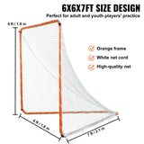 VEVOR Lacrosse Goal, 6' x 6' Lacrosse Net, Steel Frame Backyard Lacrosse Training Equipment, Portable Lacrosse Goal with Carry Bag, Quick & Easy Setup