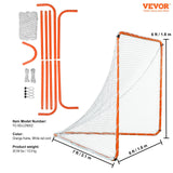 VEVOR Lacrosse Goal, 6' x 6' Lacrosse Net, Steel Frame Backyard Lacrosse Training Equipment, Portable Lacrosse Goal with Carry Bag, Quick & Easy Setup