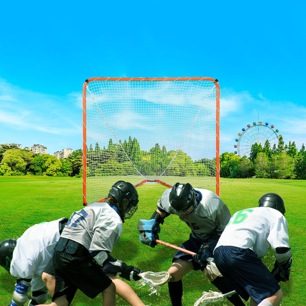 VEVOR Lacrosse Goal, 6' x 6' Lacrosse Net, Steel Frame Backyard Lacrosse Training Equipment, Portable Lacrosse Goal with Carry Bag, Quick & Easy Setup