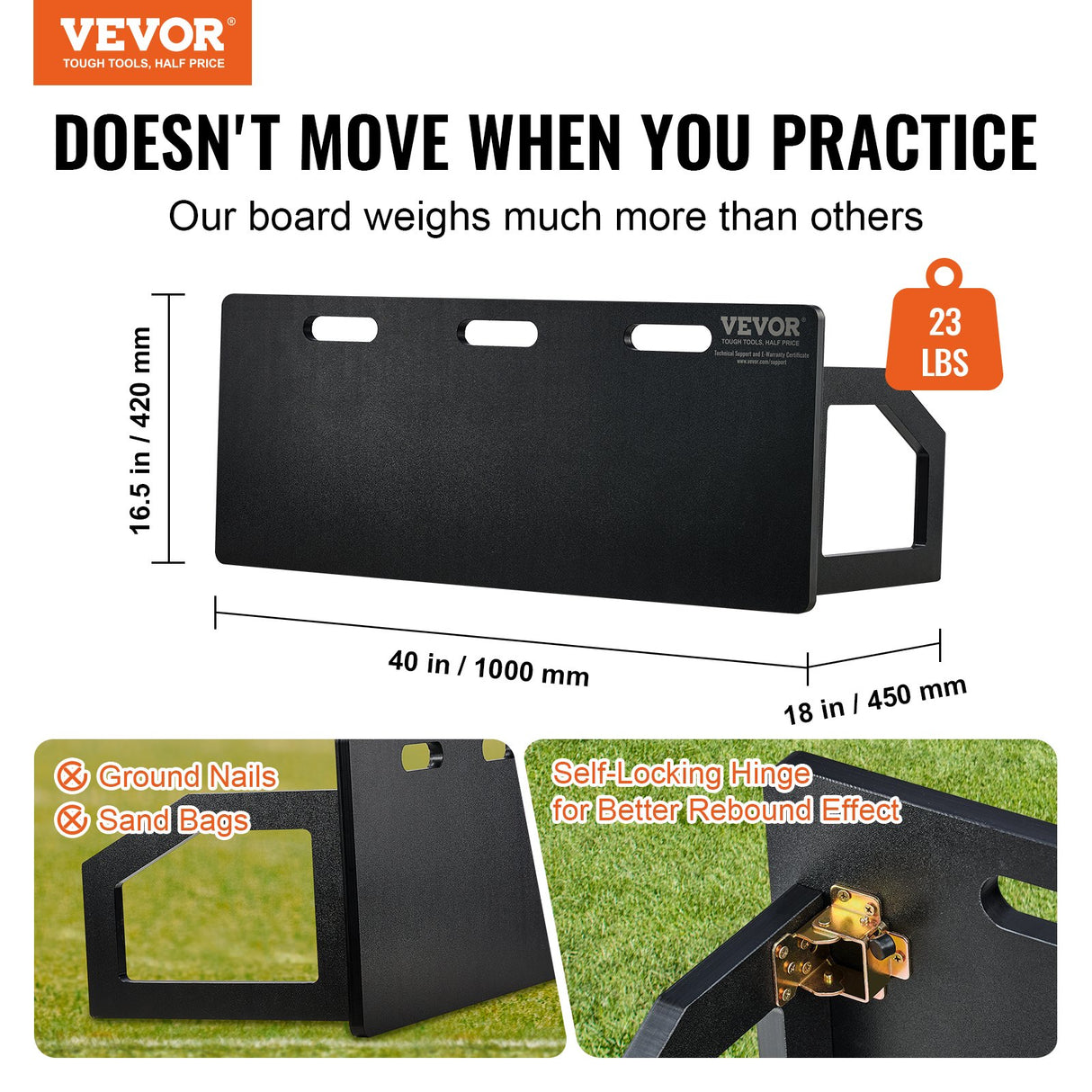 VEVOR Soccer Rebounder Board, 100x40 cm Portable Soccer Wall with 2 Angles Rebound, Foldable HDPE Kickback Rebound Board, Soccer Training Equipment for Kids and Adults, Passing & Shooting Practice