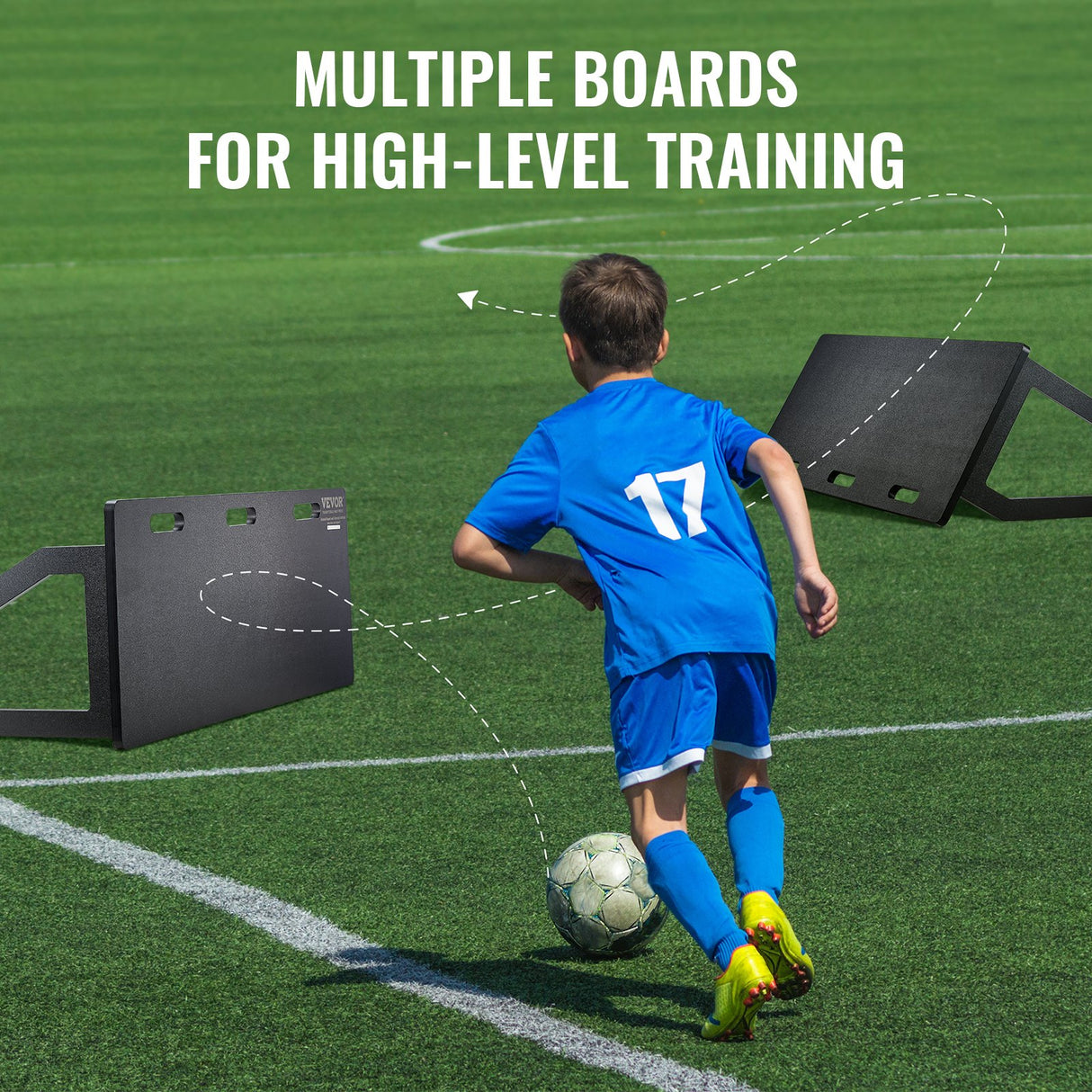 VEVOR Soccer Rebounder Board, 115x45 cm Portable Soccer Wall with 2 Angles Rebound, Foldable HDPE Kickback Rebound Board, Soccer Training Equipment