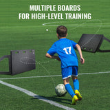 VEVOR Soccer Rebounder Board, 115x45 cm Portable Soccer Wall with 2 Angles Rebound, Foldable HDPE Kickback Rebound Board, Soccer Training Equipment for Kids and Adults, Passing & Shooting Practice - Rear View