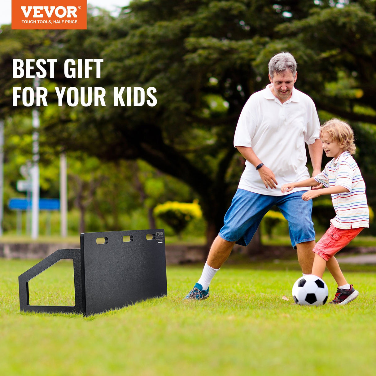 VEVOR Soccer Rebounder Board, 115x45 cm Portable Soccer Wall with 2 Angles Rebound, Foldable HDPE Kickback Rebound Board, Soccer Training Equipment for Kids and Adults, Passing & Shooting Practice