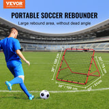 VEVOR Soccer Rebounder Rebound Net, Kick-Back 100x100 cm, Portable Football Training Gifts, Fully Adjustable Angles Goal Net, Aids & Equipment for Kids Teens & All Ages, Easy Set Up & Perfect Storage - Front View