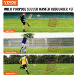 VEVOR Soccer Rebounder Rebound Net, Kick-Back 100x100 cm, Portable Football Training Gifts, Fully Adjustable Angles Goal Net, Aids & Equipment for Kids Teens & All Ages, Easy Set Up & Perfect Storage - Close-Up Angle