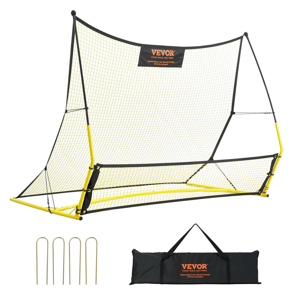 VEVOR Soccer Trainer, 2-IN-1 Portable Soccer Rebounder Net, Iron Soccer Practice Equipment, Sports Football Rebounder Wall with Portable Bag, Perfect