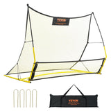 VEVOR Soccer Trainer, 2-IN-1 Portable Soccer Rebounder Net, Iron Soccer Practice Equipment, Sports Football Rebounder Wall with Portable Bag, Perfect