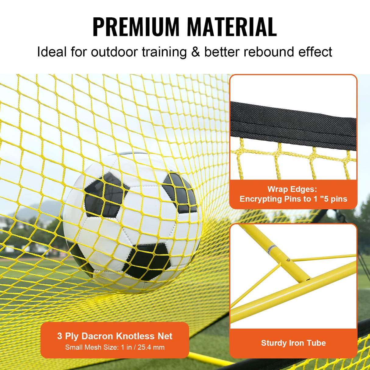 VEVOR Soccer Trainer, 2-IN-1 Portable Soccer Rebounder Net, Iron Soccer Practice Equipment, Sports Football Rebounder Wall with Portable Bag, Perfect