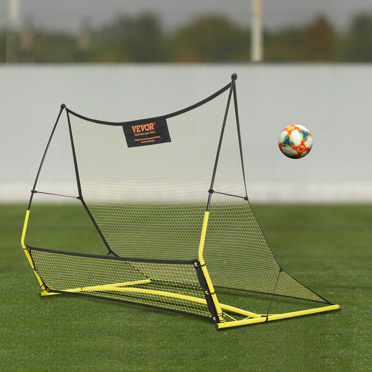 VEVOR Soccer Trainer, 2-IN-1 Portable Soccer Rebounder Net, Iron Soccer Practice Equipment, Sports Football Rebounder Wall with Portable Bag, Perfect