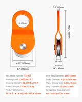 VEVOR 10 Ton Recovery Winch Snatch Block 22,000 lbs Capacity Off Road ATV UTV - Close-Up Angle