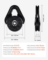 VEVOR 14.5 Ton Recovery Snatch Block Pulley Snatch 32,000 lbs Capacity ATV UTV - Close-Up Angle