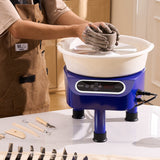 Pottery Wheel, 10 inch Pottery Forming Machine, 350W Electric Wheel for Pottery with Foot Pedal and LCD Touch Screen, Direct Drive Ceramic Wheel with 3 Support Legs for DIY Art Craft, Blue - Low Angle