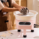 VEVOR Pottery Wheel, 10 inch Pottery Forming Machine, 350W Electric Wheel for Pottery with Foot Pedal and LCD Touch Screen, Direct Drive Ceramic Wheel with 3 Support Legs for DIY Art Craft, Pink - Low Angle